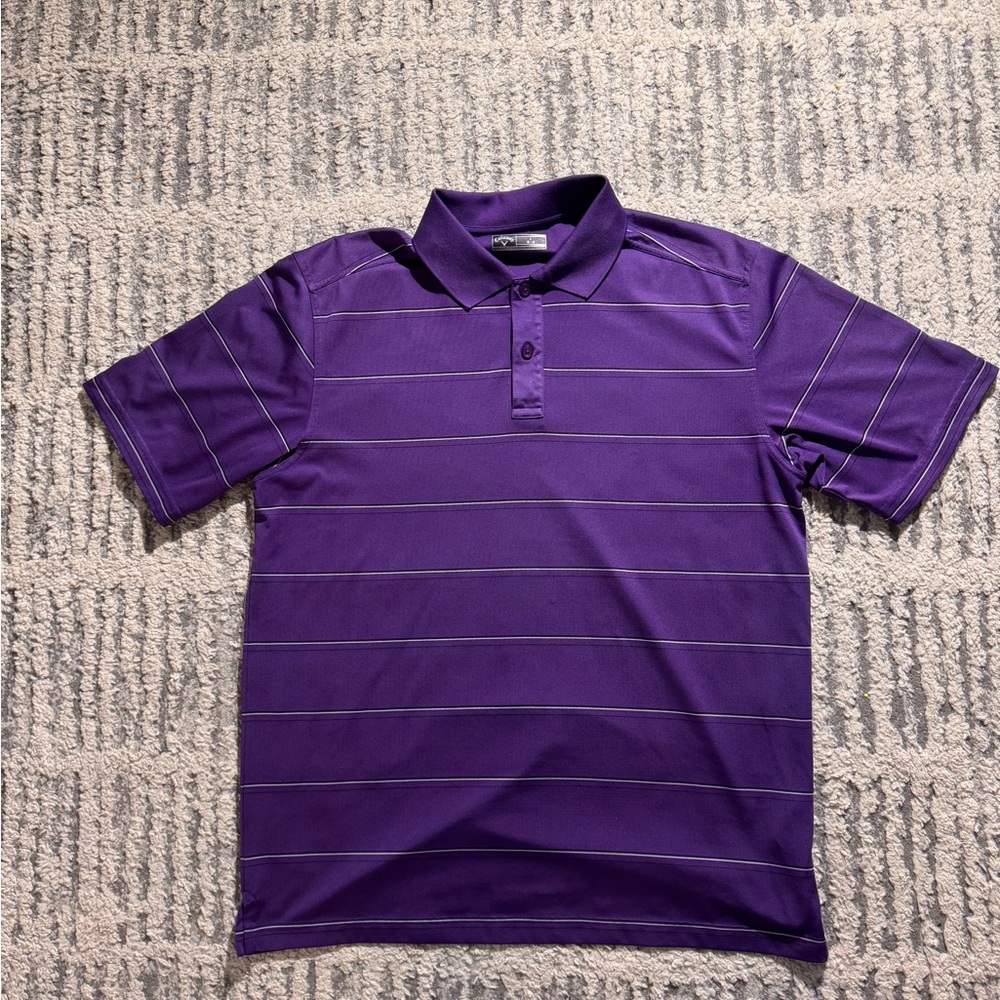 Callaway Purple Polo Shirt with Subtle Stripes